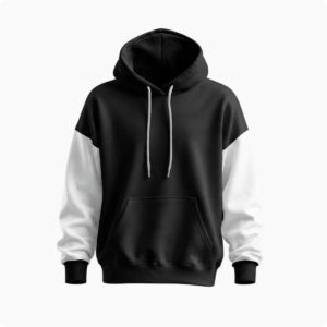 Black Contrast Pullover Hoodie